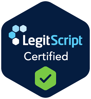 LegitScript certification seal displayed by the service, id 19098403