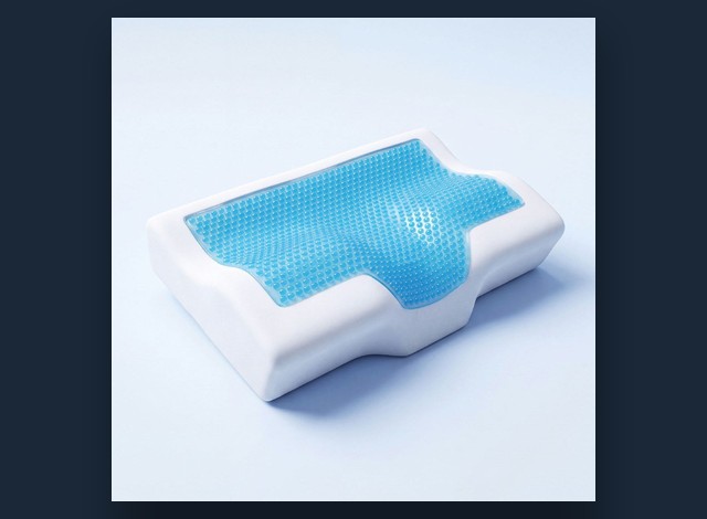 CoolPillow Memory-Schaum-Kissen mit blauer Gel-Einlage auf der Oberseite