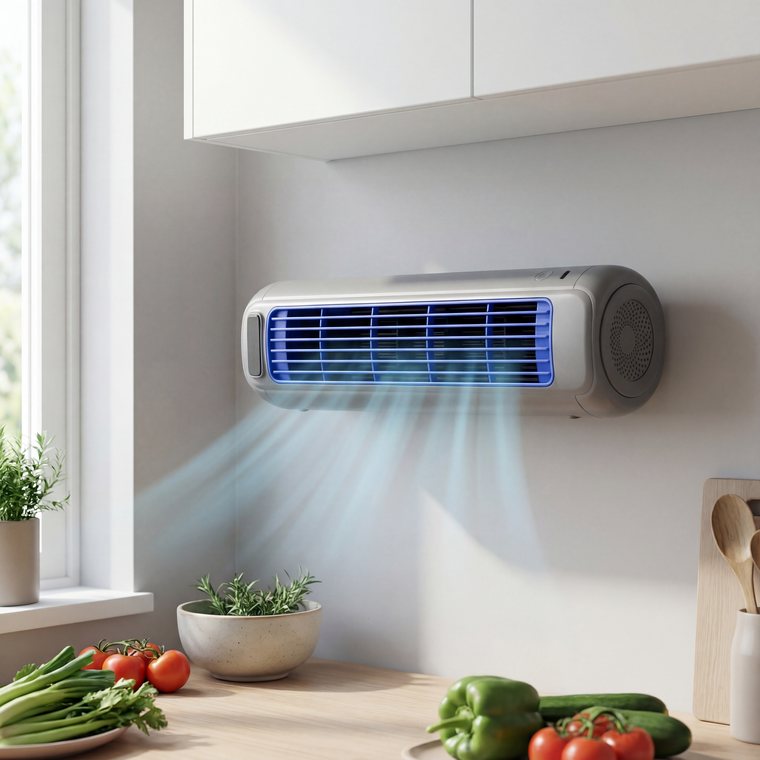 Froza AC, rafraichisseur portable gris avec grille bleue eclairee