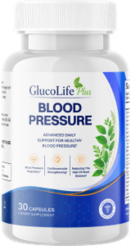 Front of the GlucoLife Plus Blood Pressure bottle