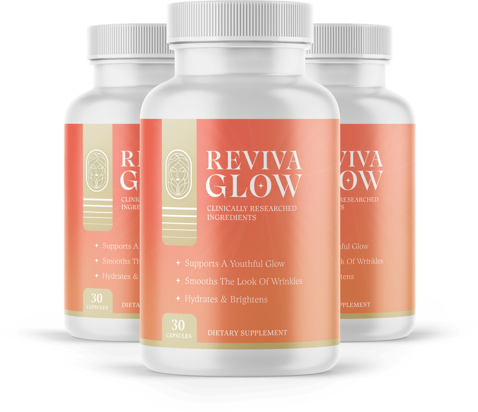 Three bottles of RevivaGlow capsules